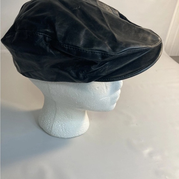 Wilson leather Mens newsboy leather black hat Large - Picture 2 of 4